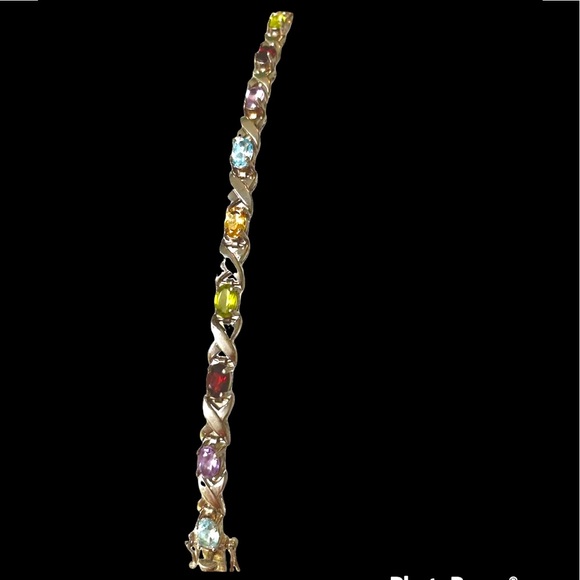 Sterling silver multi-gem stone bracelet 7” - Picture 4 of 13